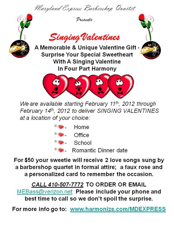 Say I Love You With A Singing Valentine